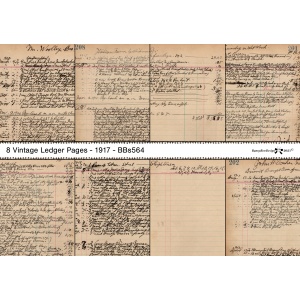 Vintage Ledger - 8 script pages from 1917 - Digital - BBs564